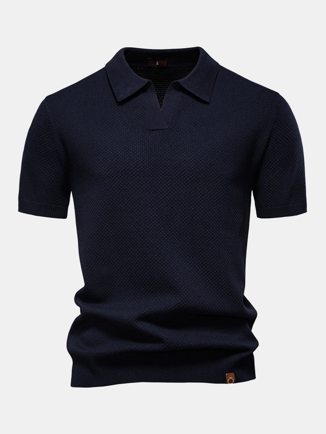 Pineapple Texture Knit V Neck Polo