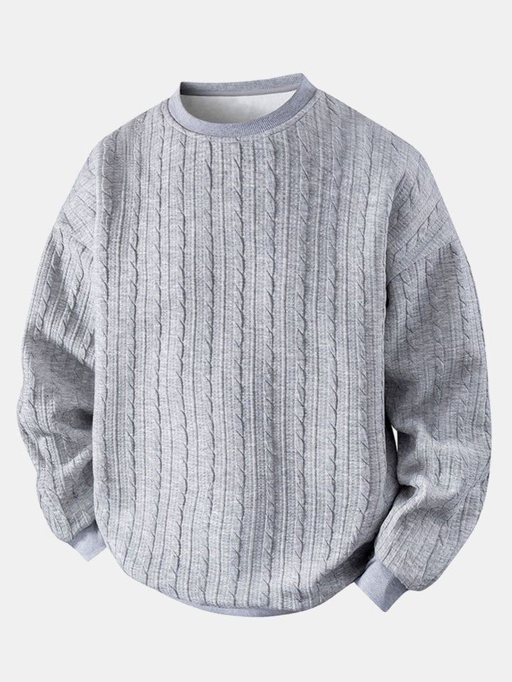 Relax Fit Twist Jacquard Crew Neck Sweatshirt