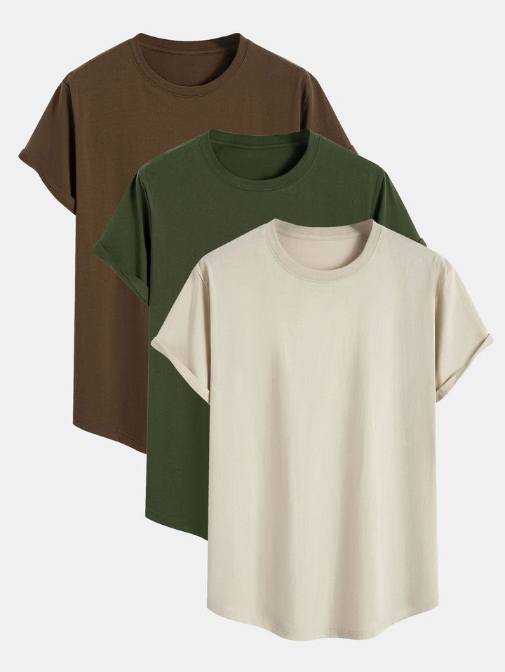 Basic Cotton Arc Hem T-Shirt