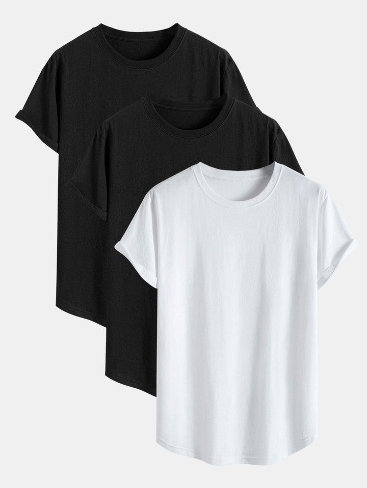 Basic Cotton Arc Hem T-Shirt