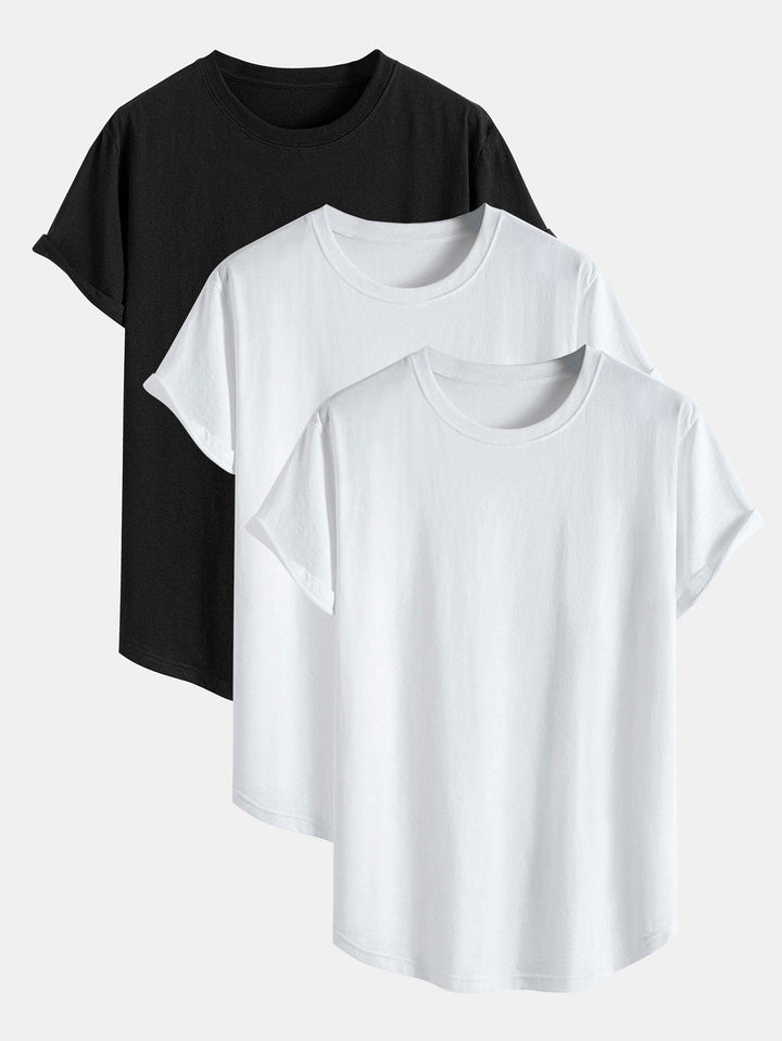 Basic Cotton Arc Hem T-Shirt
