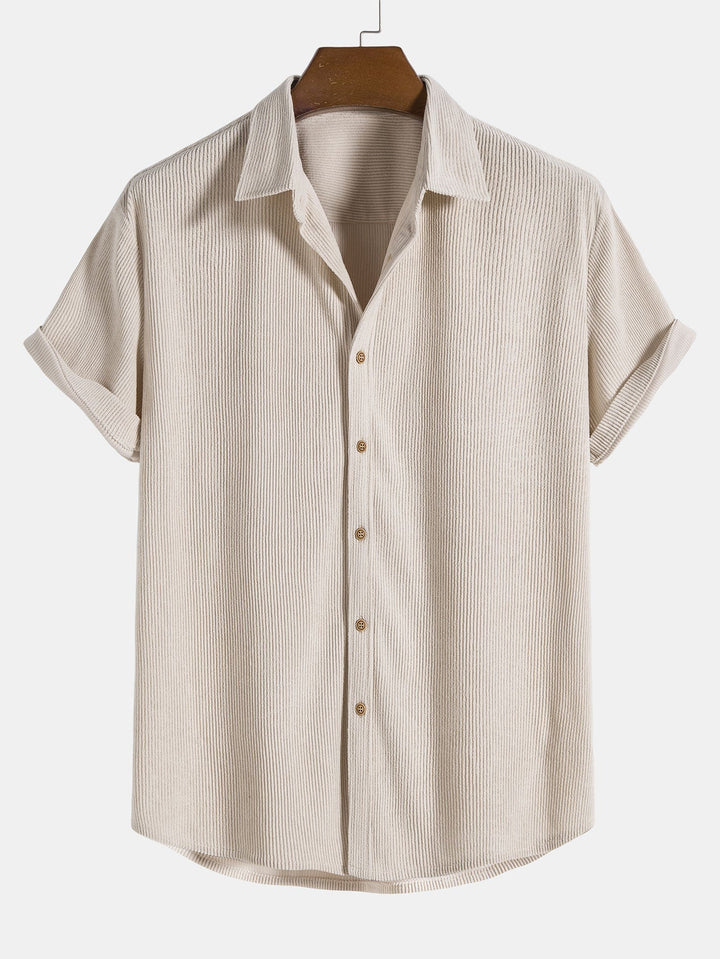 Corduroy Button Up Short Sleeved Shirt & Straight Leg Corduroy Pants
