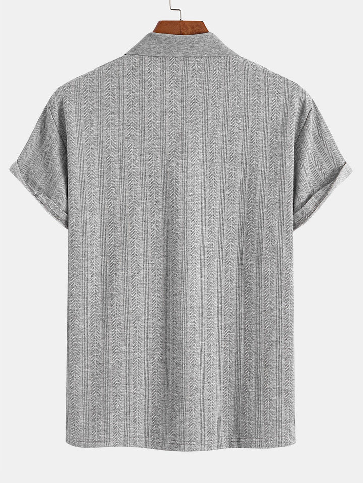 Textured Zipper Polo