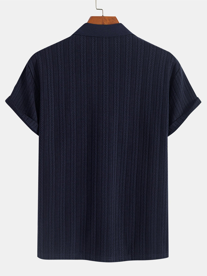 Textured Zipper Polo