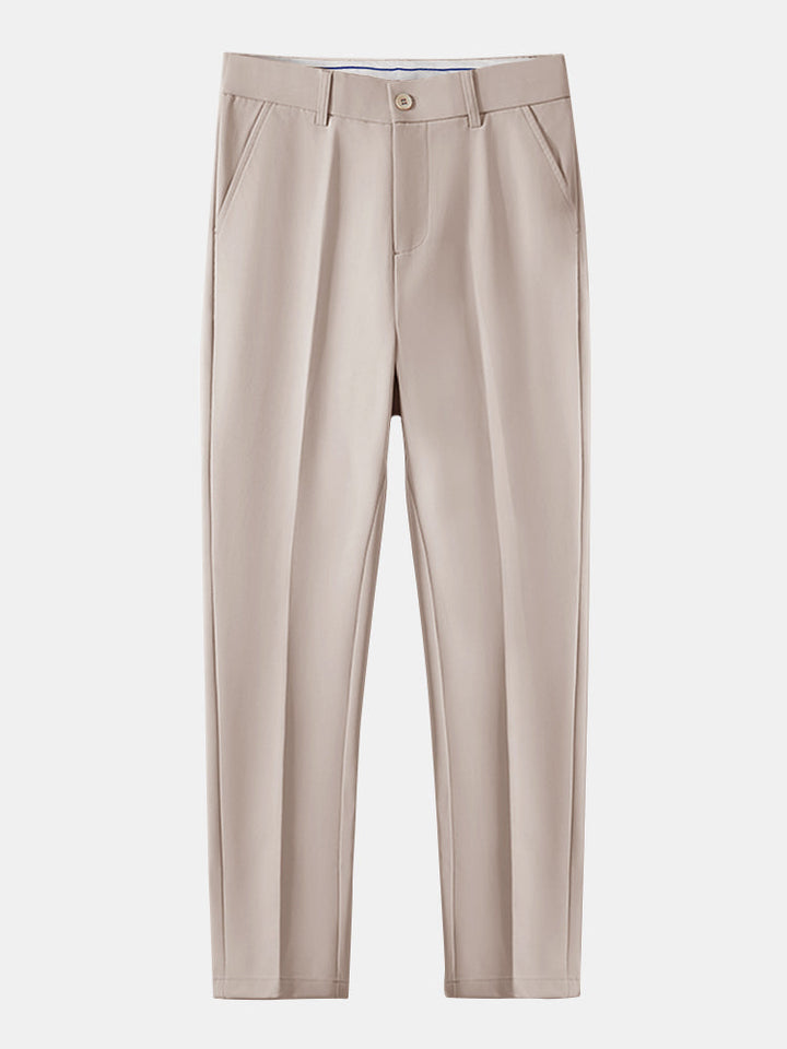 Texture Contrast Knitted V Neck Polo Shirt & Slim Fit Tapered Trousers