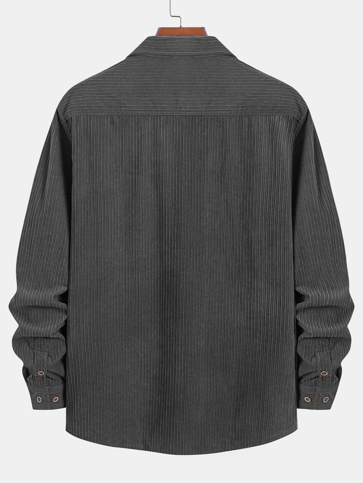 Long Sleeve Corduroy Pocket Button Up Shirt