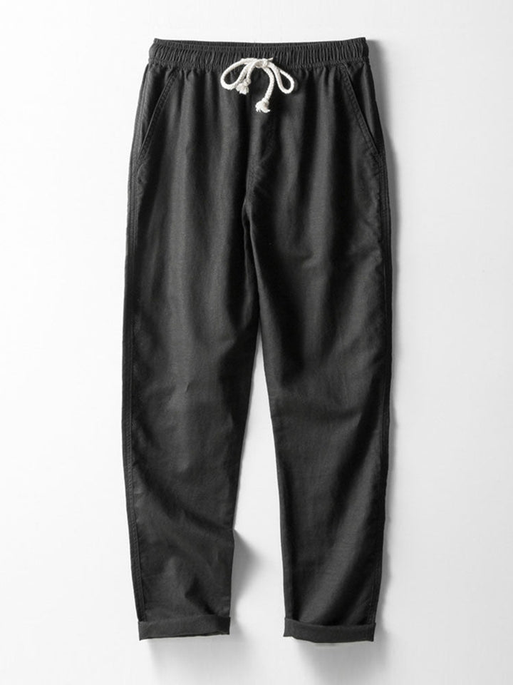 Geometric Jacquard Eyelet Cuban Shirt & Straight Leg Linen Pants