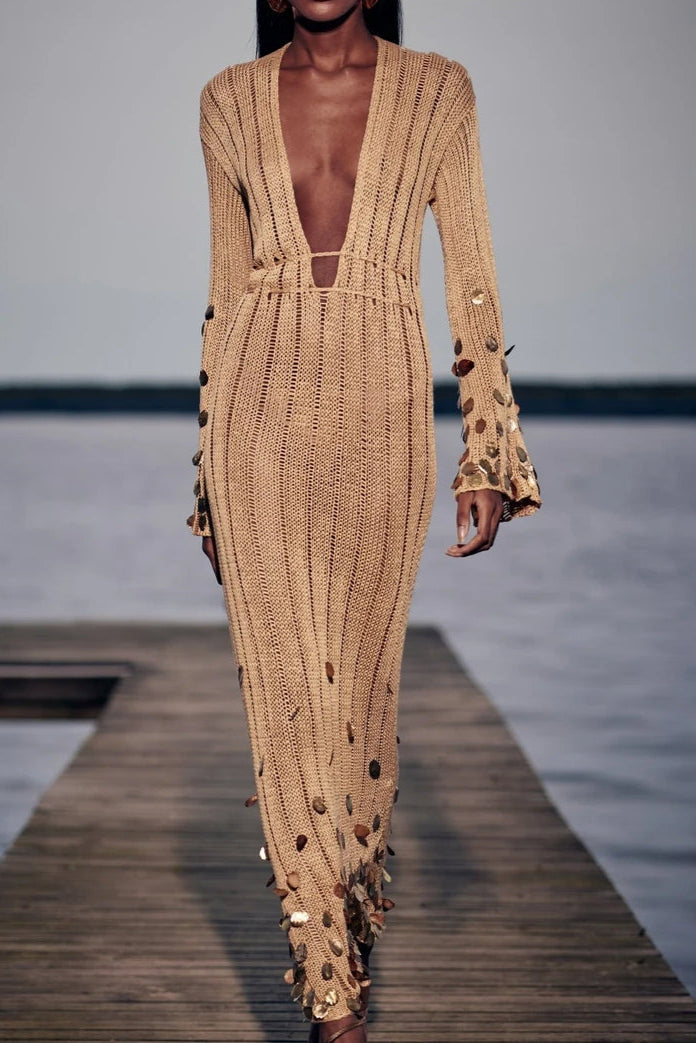 Dolly | Knit Maxi Dress with Feminine Silhouette