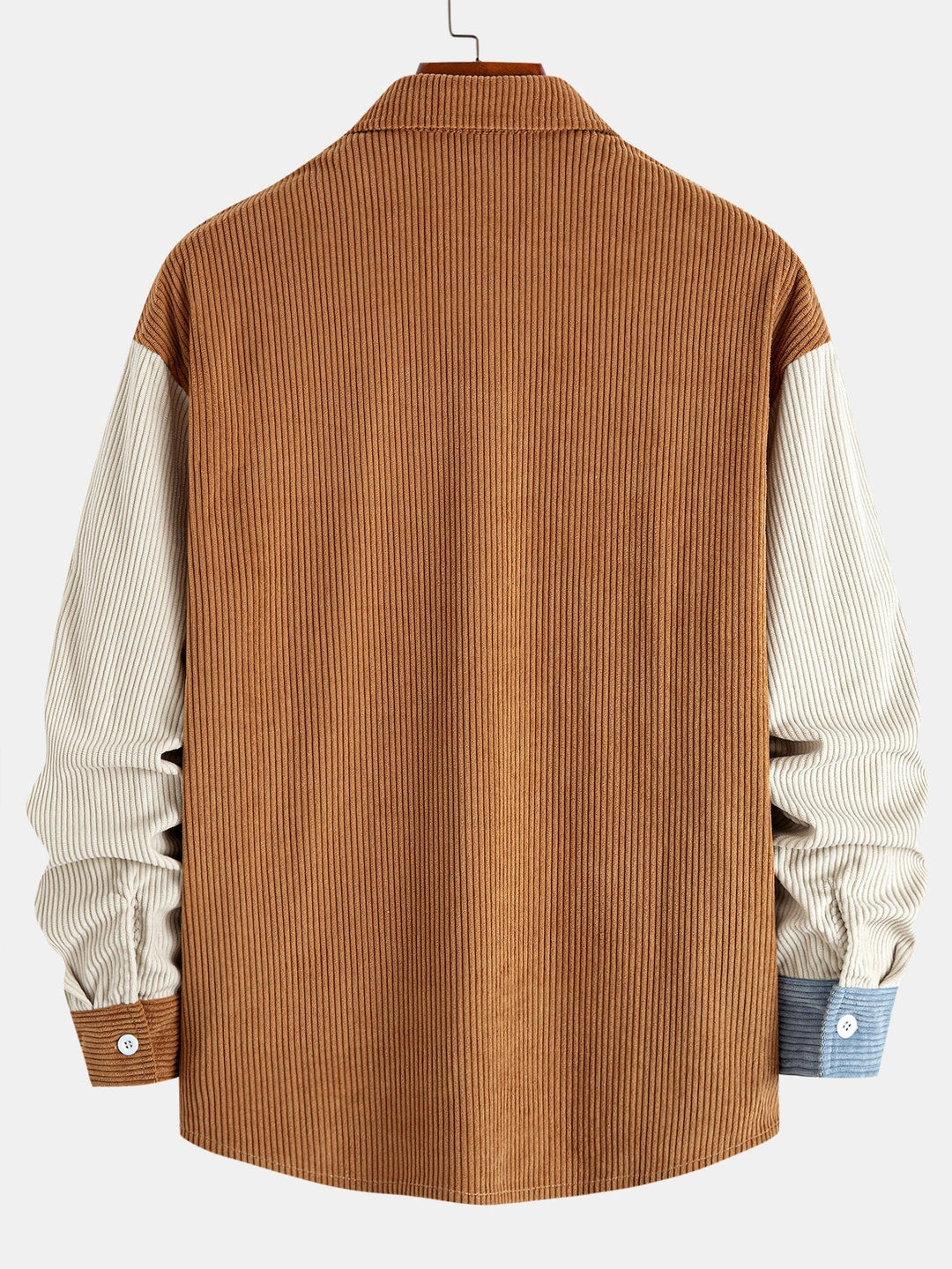 Relax Fit Color Block Corduroy Button Up Shirt
