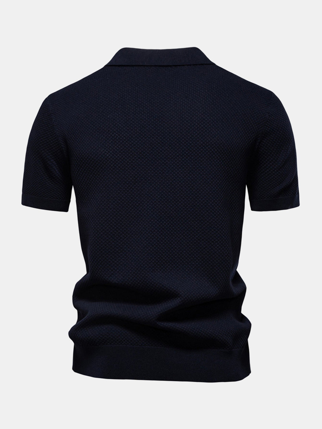 Pineapple Texture Knit V Neck Polo