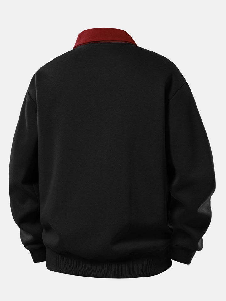 Relax Fit Milano Print Contrast Polo Sweatshirt