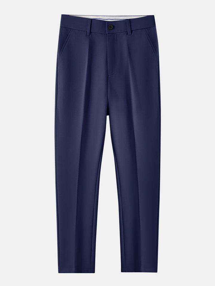 Texture Contrast Knitted V Neck Polo Shirt & Slim Fit Tapered Trousers