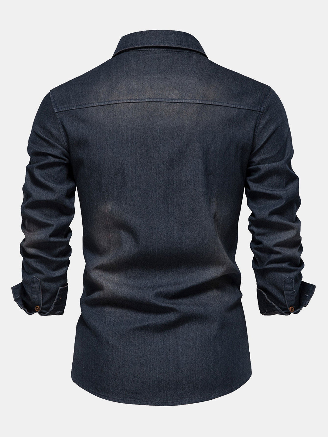 Washed Denim Western Shirt With Pockets