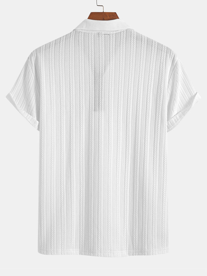 Textured Zipper Polo