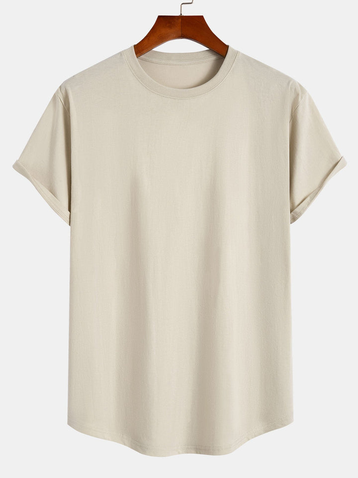 Basic Cotton Arc Hem T-Shirt