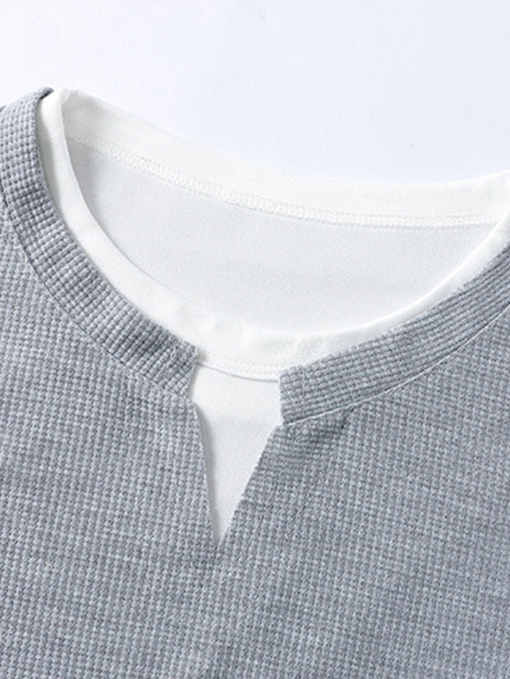 Relax Fit Long Sleeve 2 In 1 Waffle T-Shirt