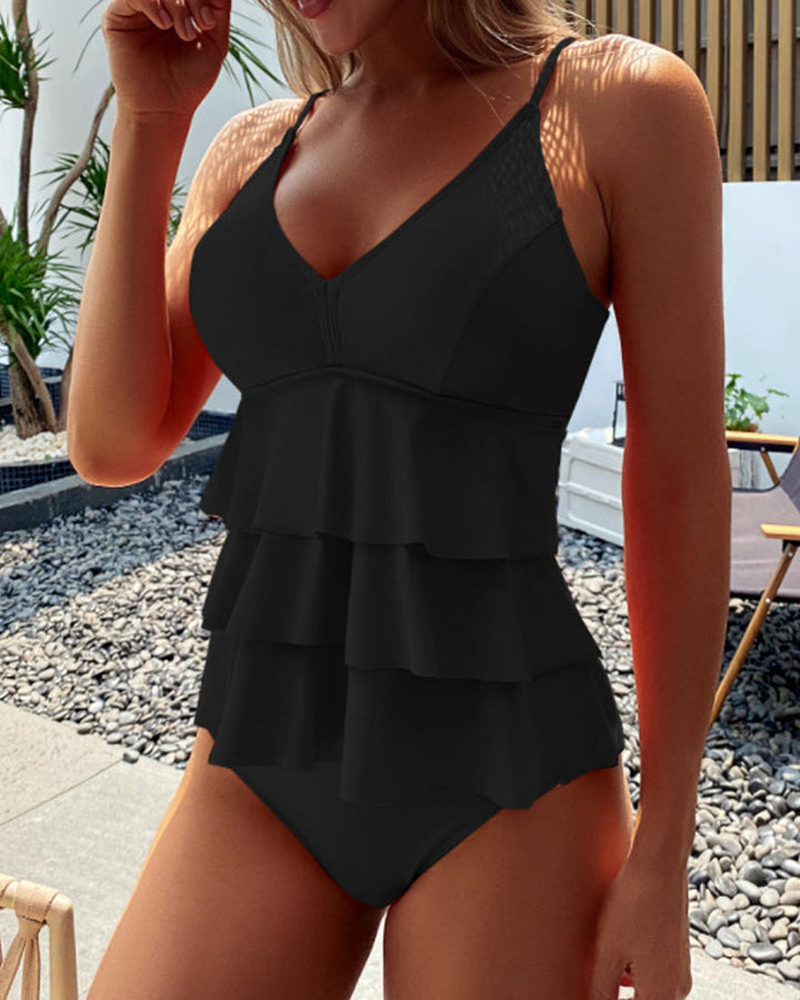 Wilson - Solid Swimsuit with Stylish Ruffles