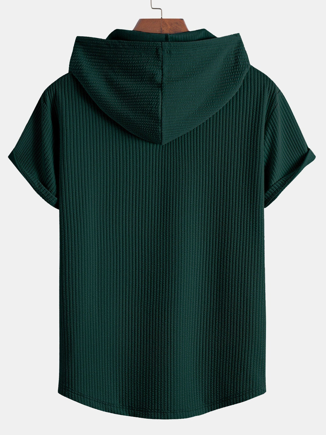 Ribbed Hooded  Arc Hem T-Shirt