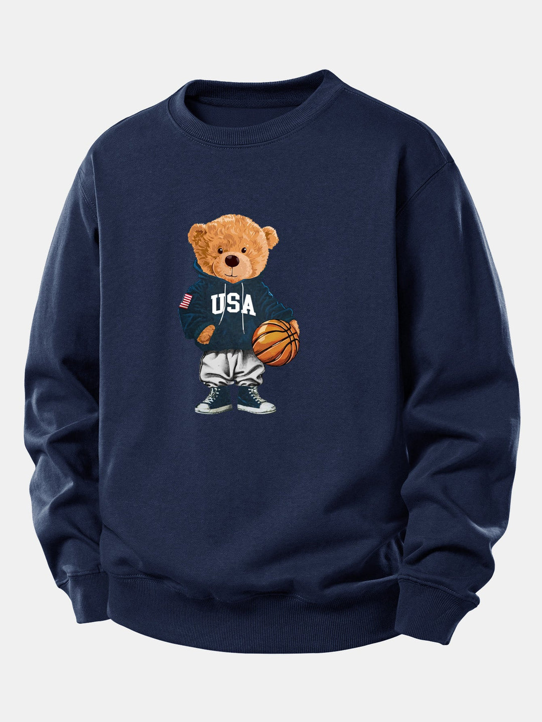 Basketball Bear Print Relax Fit Sweatshirt