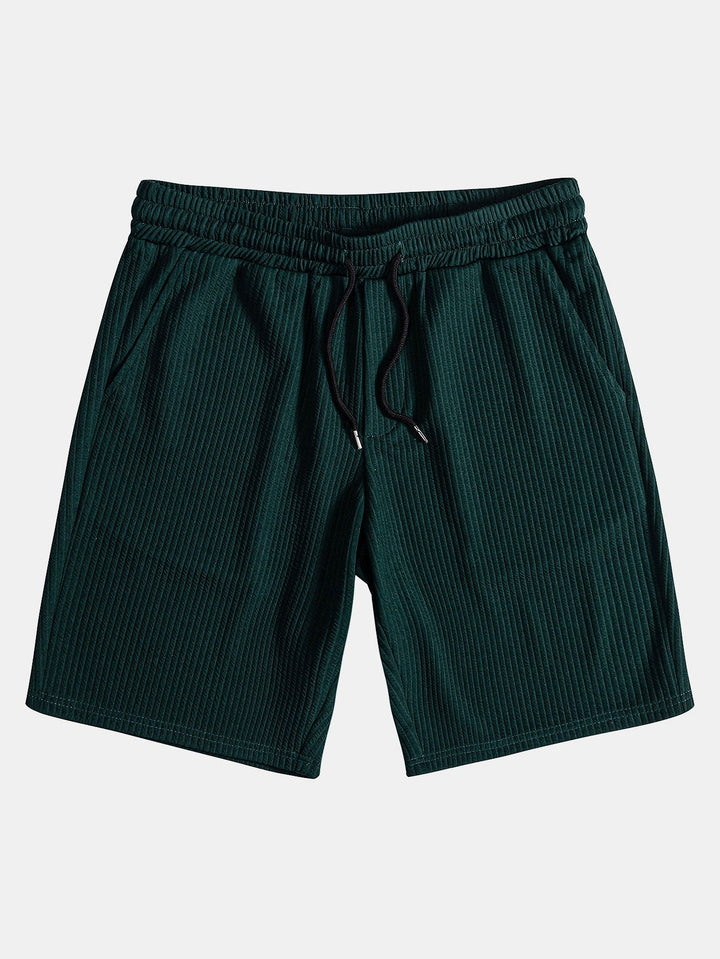 Muscle Fit Ribbed Button Up Shirt & Shorts