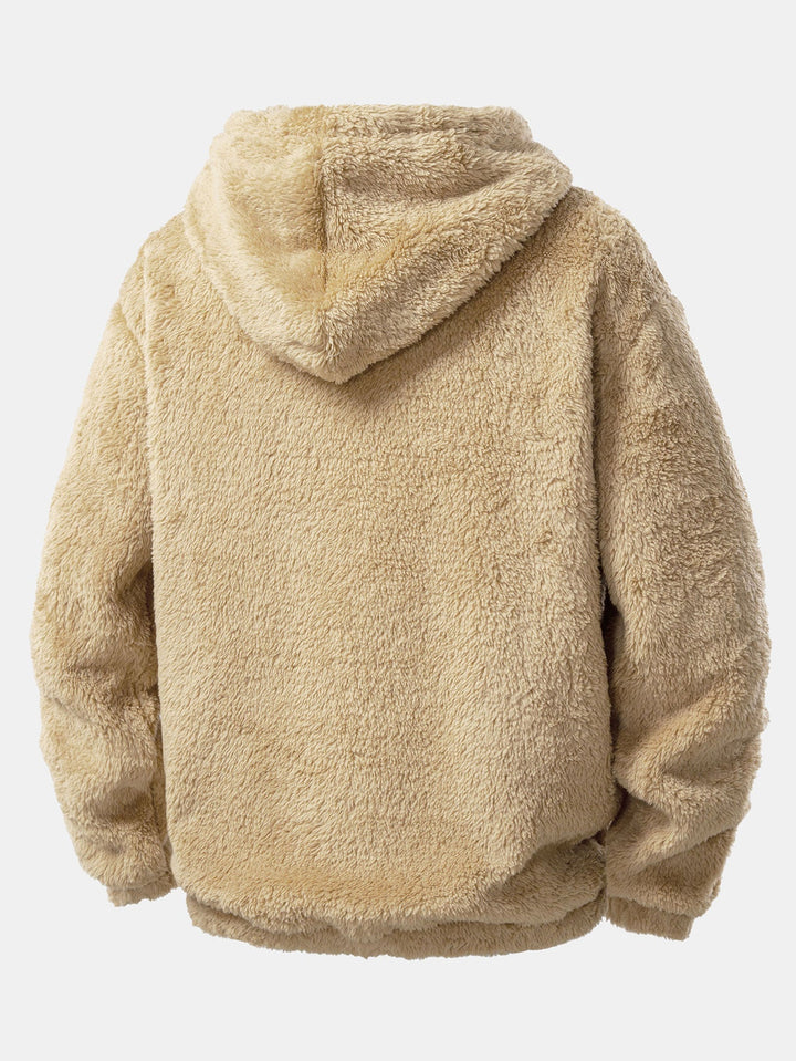 Bear Embroidered Patch Teddy Hoodie & Teddy Jogger Pants