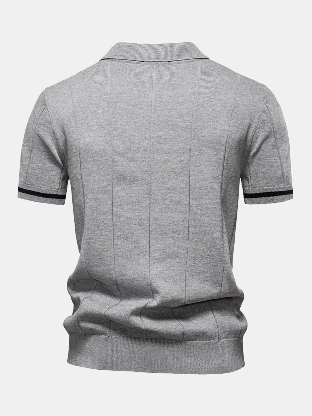 Contrast Trim Zipper Knit Polo Shirt