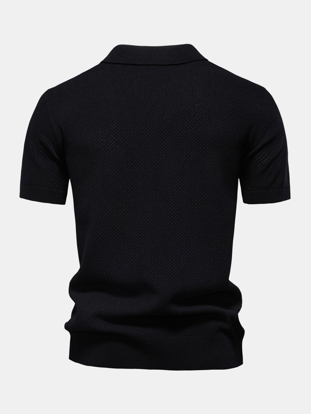 Pineapple Texture Knit V Neck Polo
