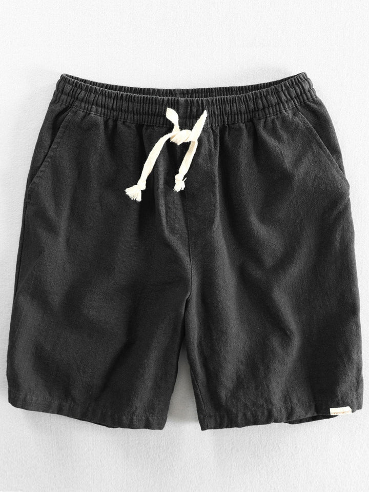 Linen Cotton Blend Drawstring Shorts