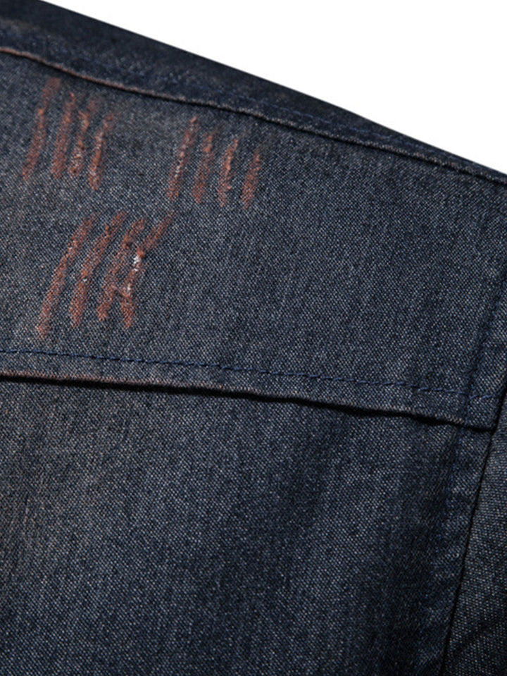 Washed Denim Western Shirt With Pockets