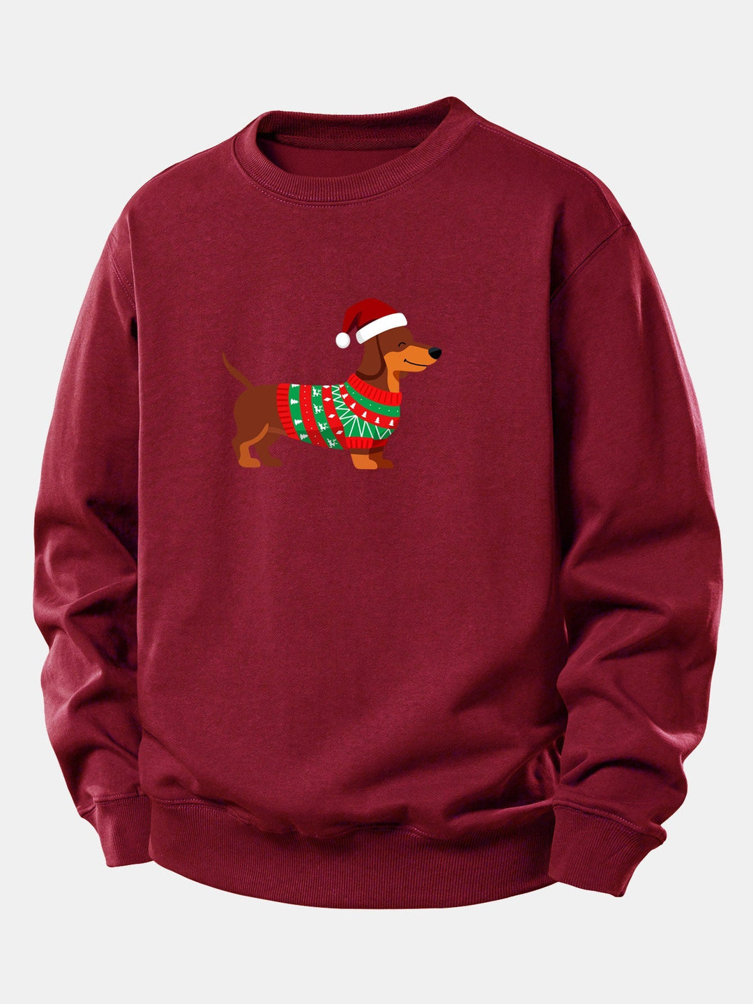 Christmas Dachshund Print Relax Fit Sweatshirt