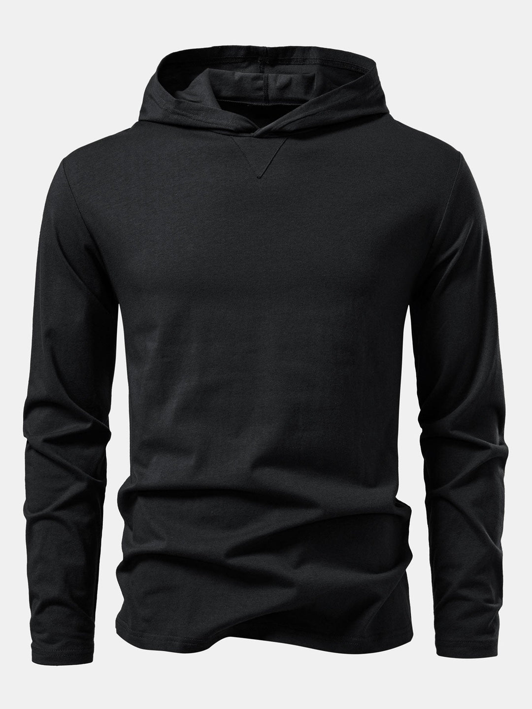 Long Sleeved Cotton Hooded T-Shirt