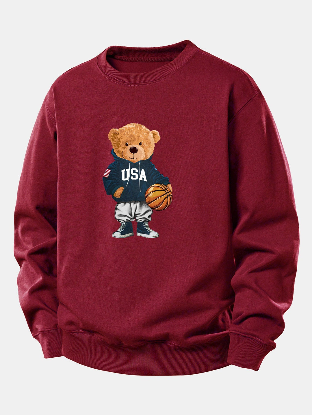 Basketball Bear Print Relax Fit Sweatshirt