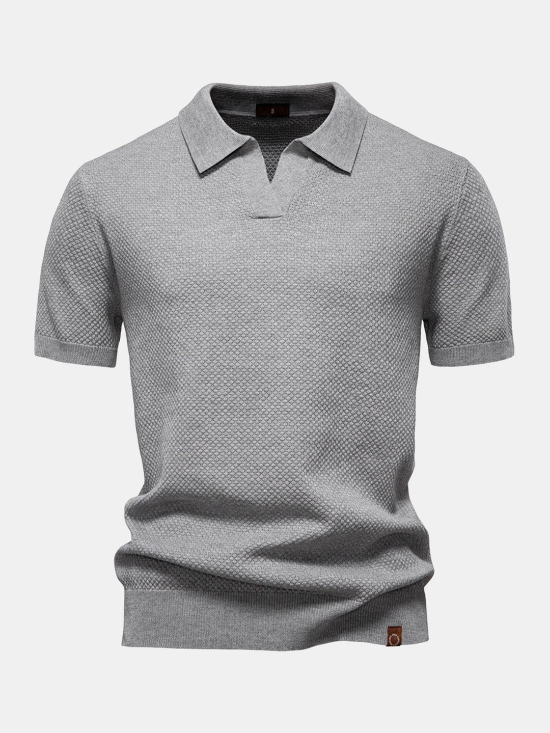 Pineapple Texture Knit V Neck Polo