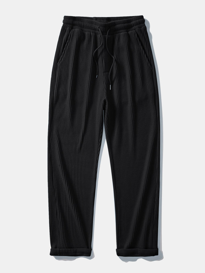 Long Sleeved Knitted Waffle Polo Shirt & Drawstring Knitted Waffle Pants
