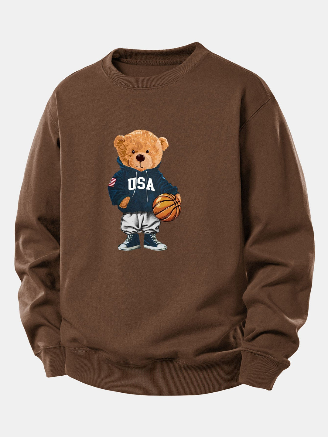 Basketball Bear Print Relax Fit Sweatshirt