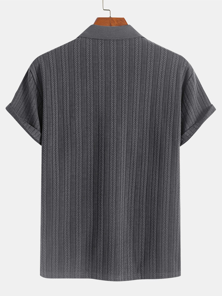 Textured Zipper Polo