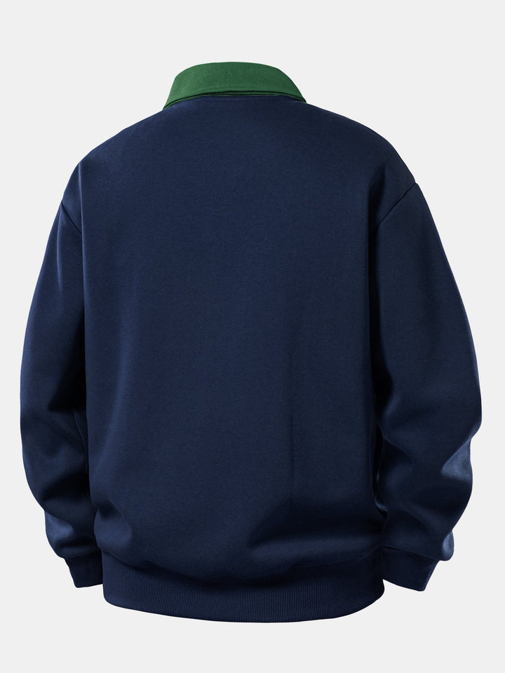 Relax Fit Milano Print Contrast Polo Sweatshirt