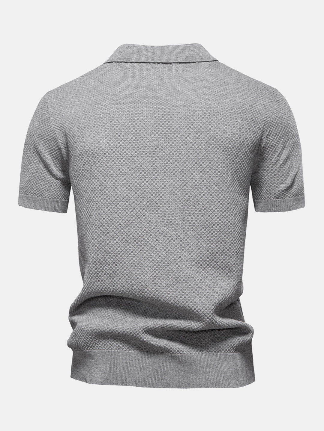 Pineapple Texture Knit V Neck Polo