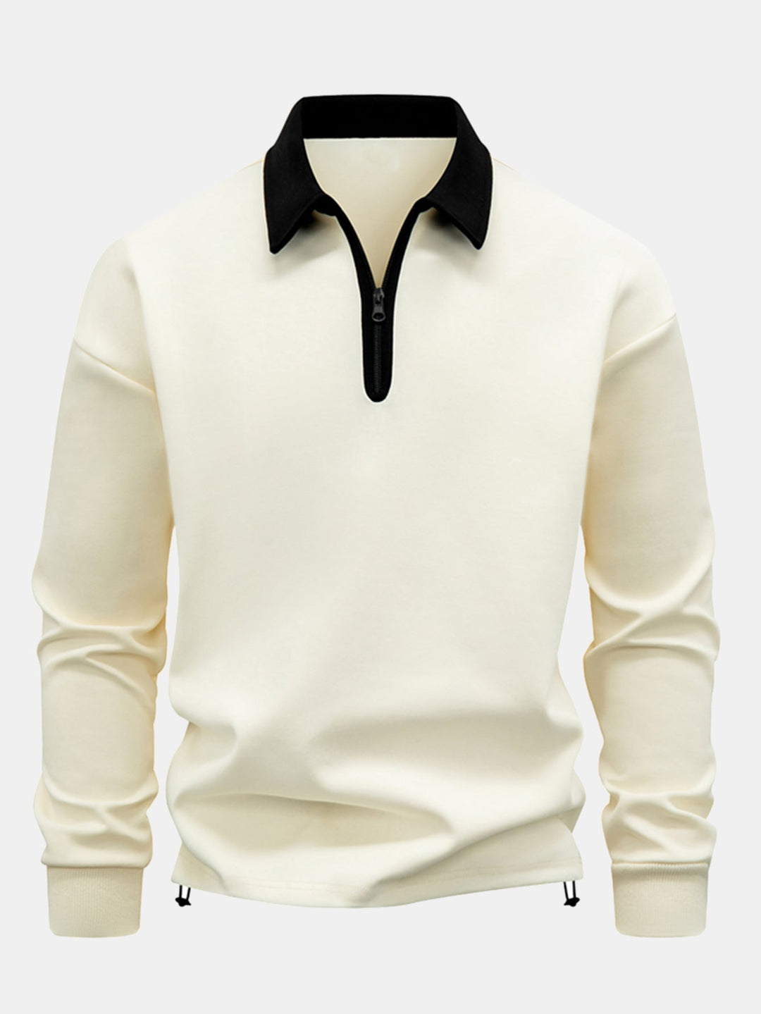 Contrast Zipper Polo Collar Sweatshirt