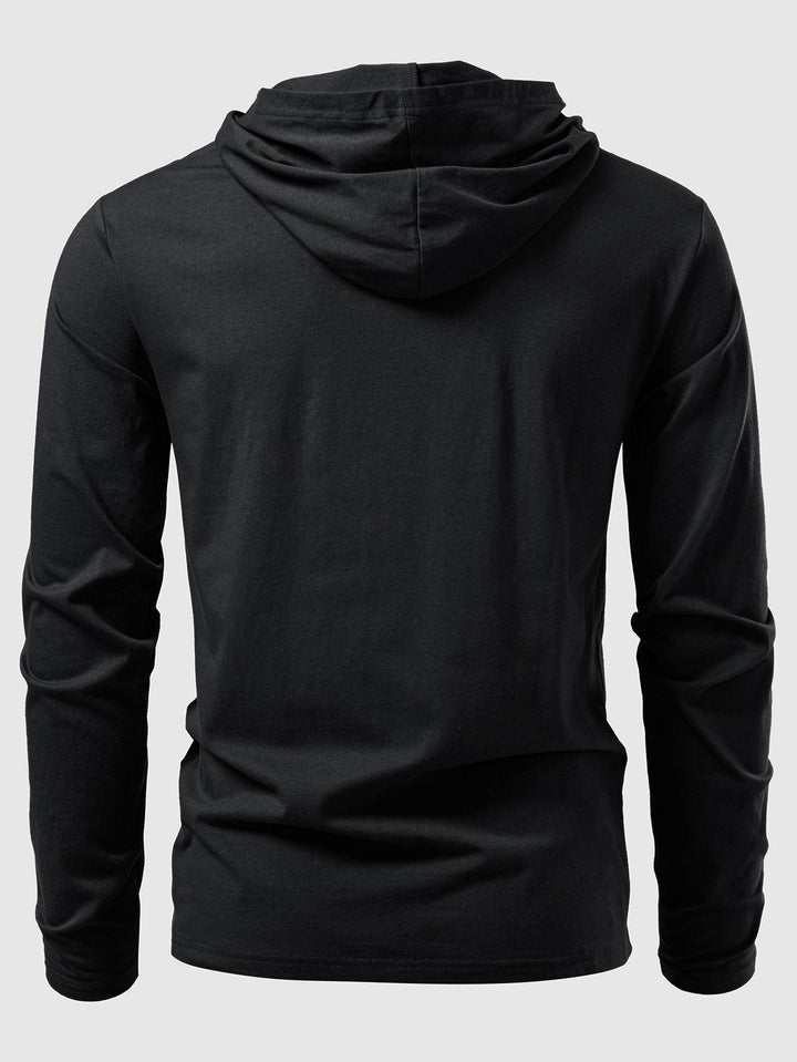 Long Sleeved Cotton Hooded T-Shirt