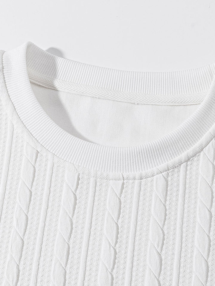 Relax Fit Twist Jacquard Crew Neck Sweatshirt