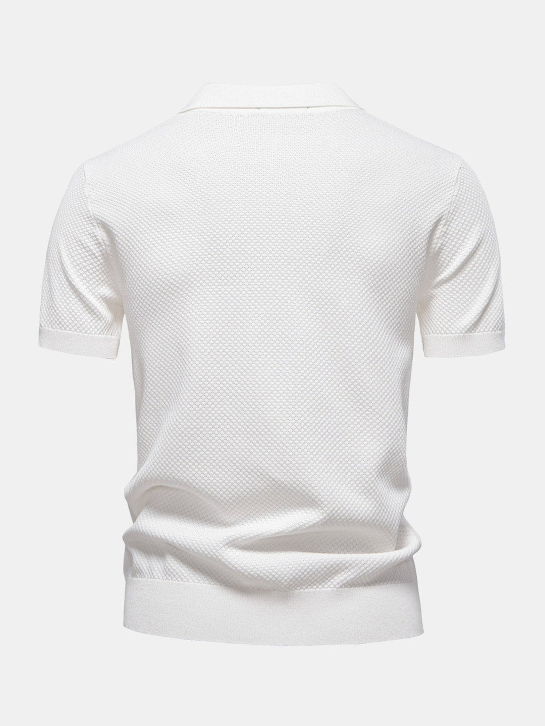 Pineapple Texture Knit V Neck Polo
