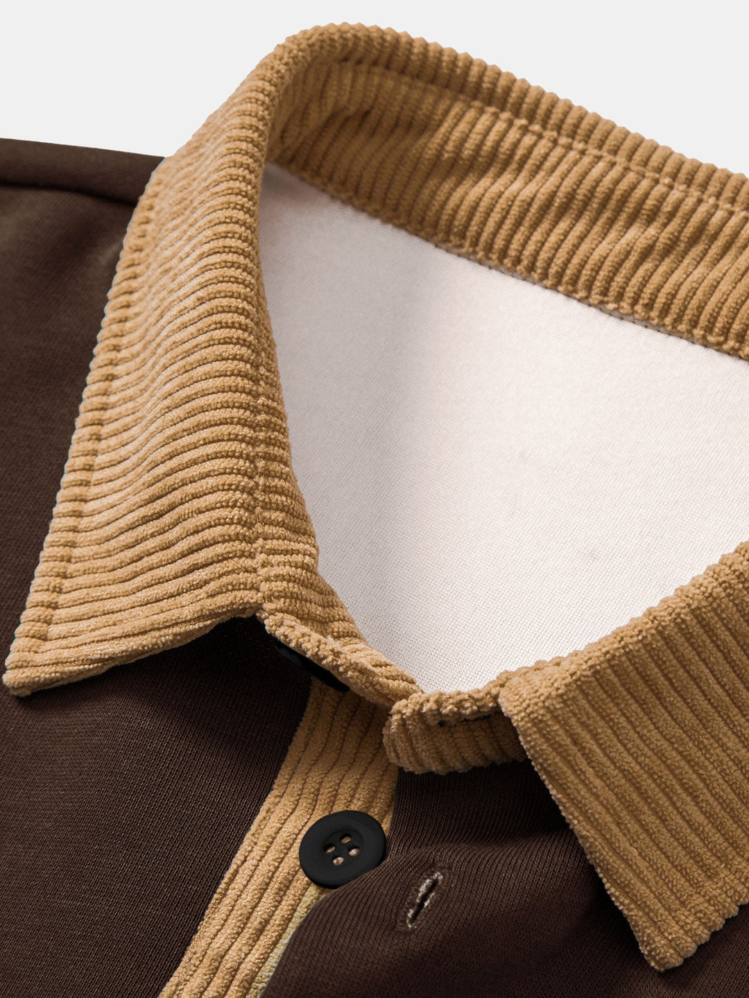 Relax Fit Men Print Contrast Corduroy Polo Collar Sweatshirt