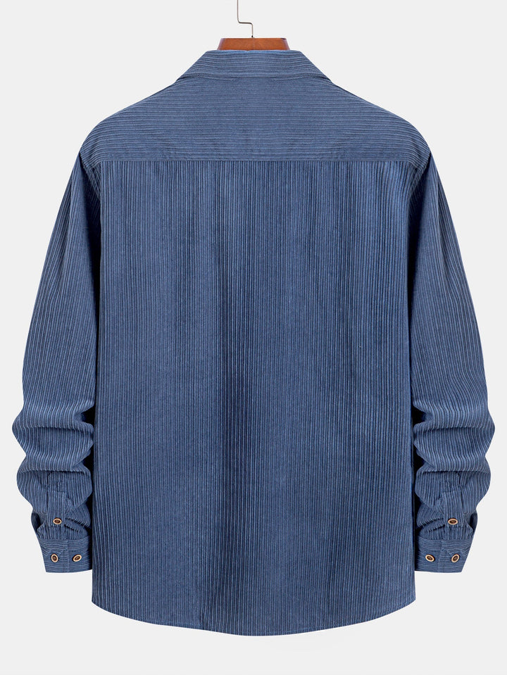 Long Sleeve Corduroy Pocket Button Up Shirt