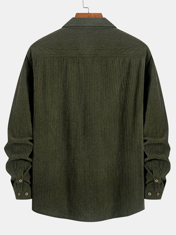 Long Sleeve Corduroy Pocket Button Up Shirt