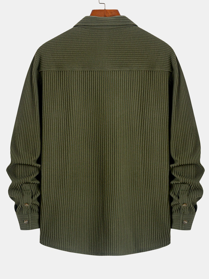 Long Sleeved Waffle Button Up Shirt