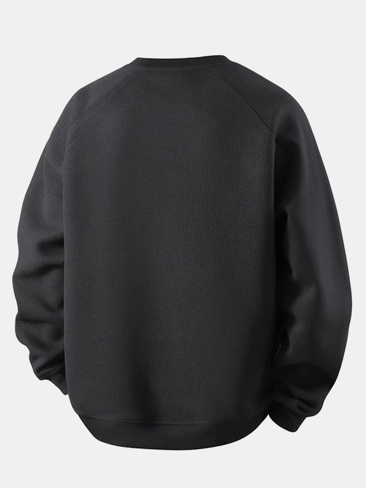 Relax Fit Waffle Crew Neck Sweatshirt