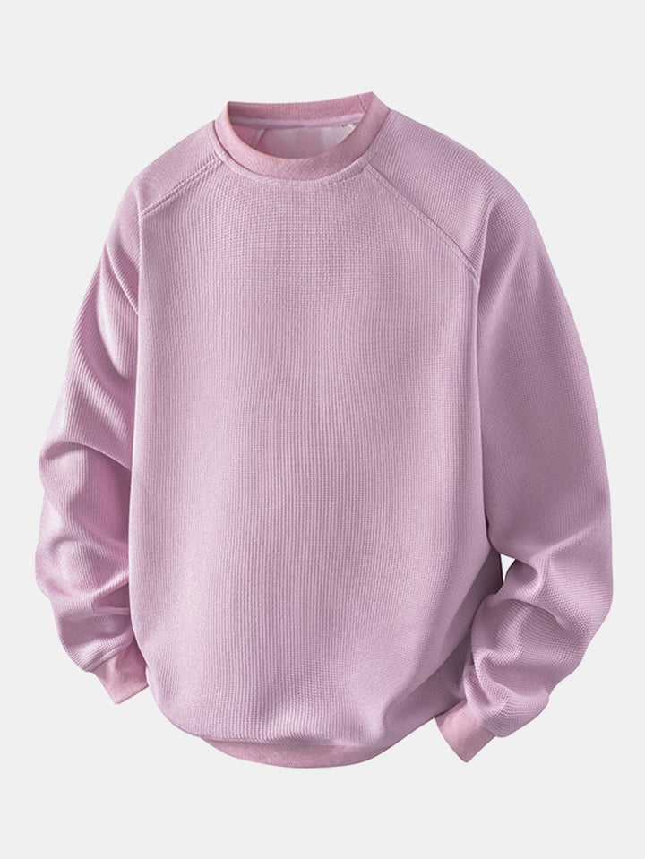 Relax Fit Waffle Crew Neck Sweatshirt