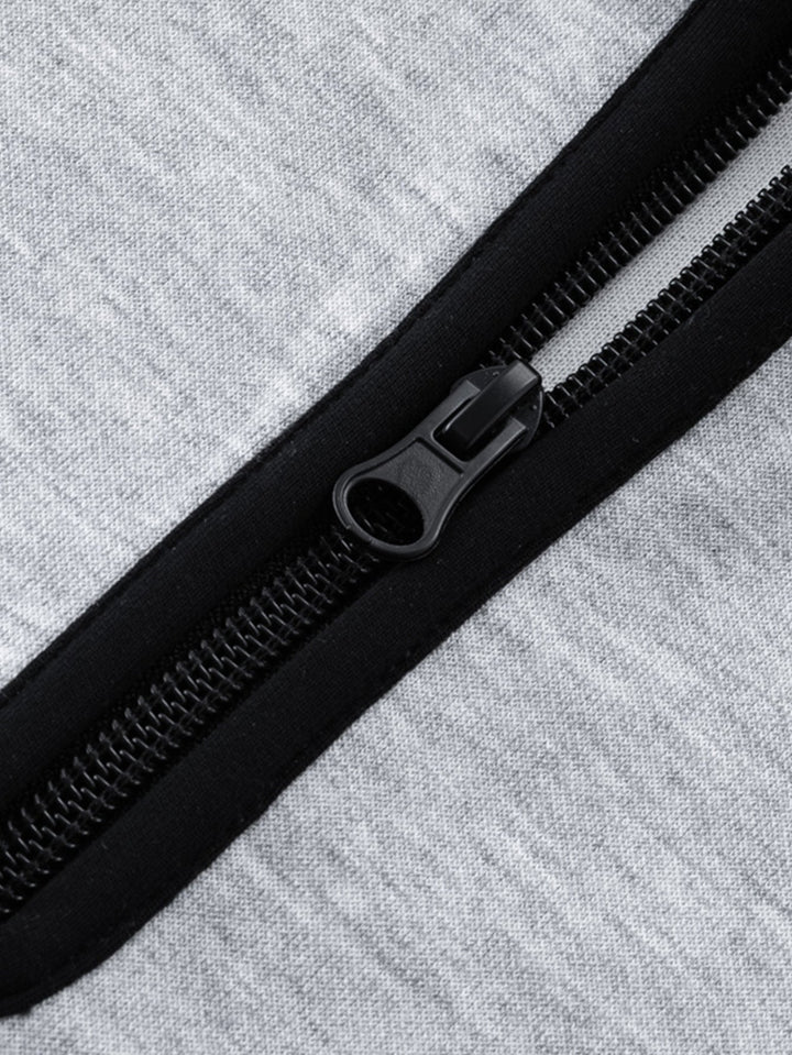 Contrast Zipper Polo Collar Sweatshirt