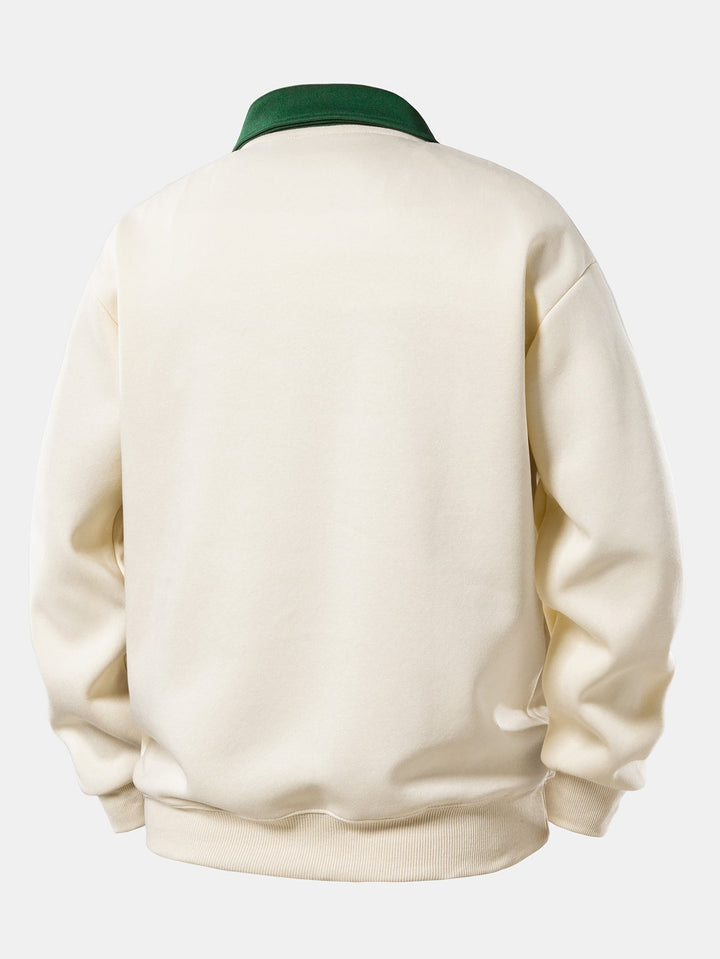 Relax Fit Milano Print Contrast Polo Sweatshirt
